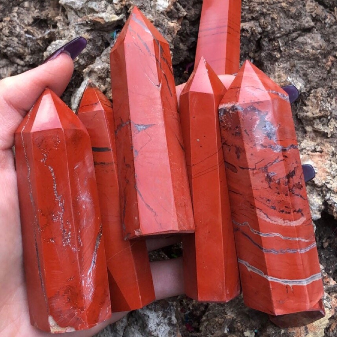 3 ~ 4 inch Red Jasper Stone Obelisk Wand Single Point Crystal Tower Decoration