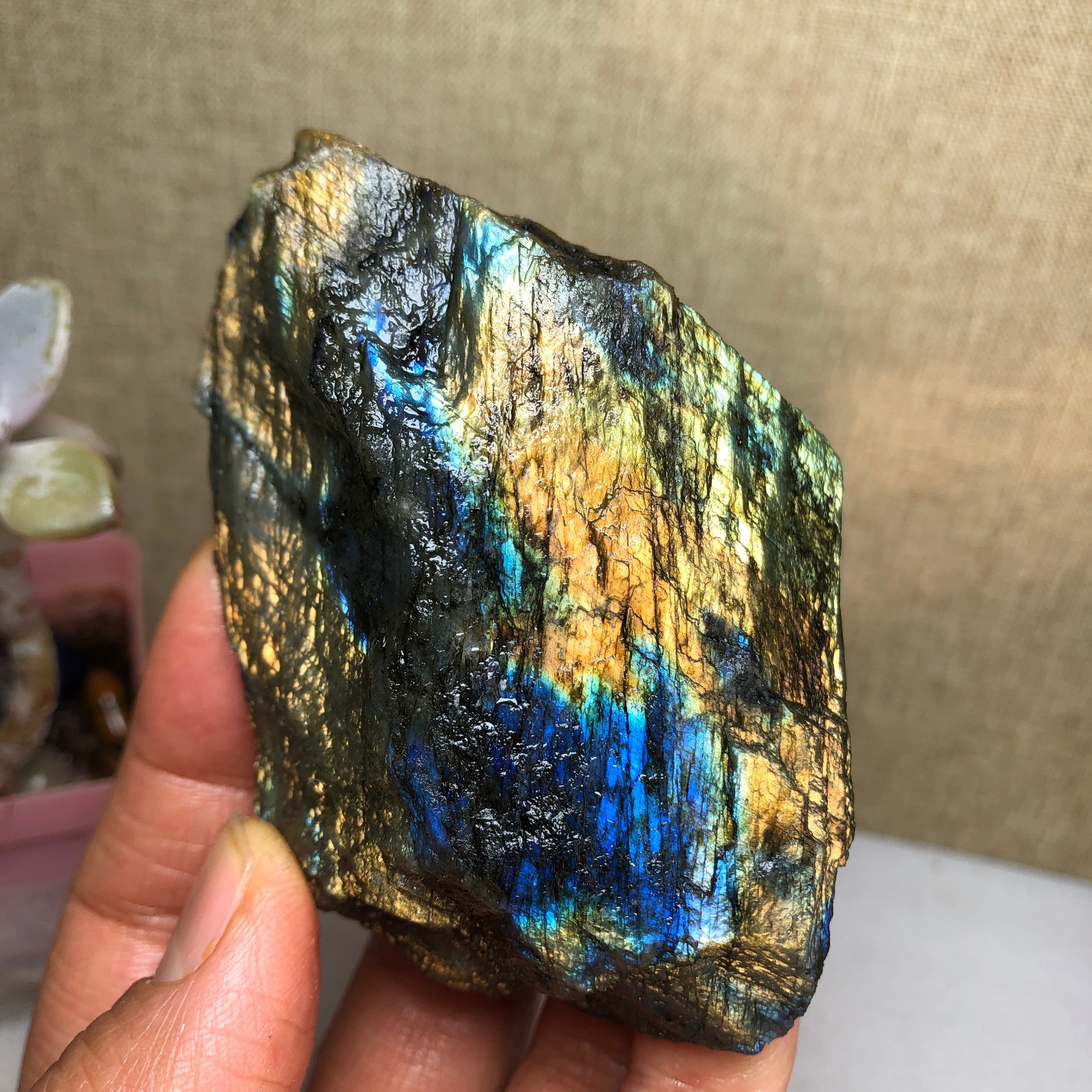 65mm Natural Labradorite Crystal gemstone rough original Specimen 205g A2631