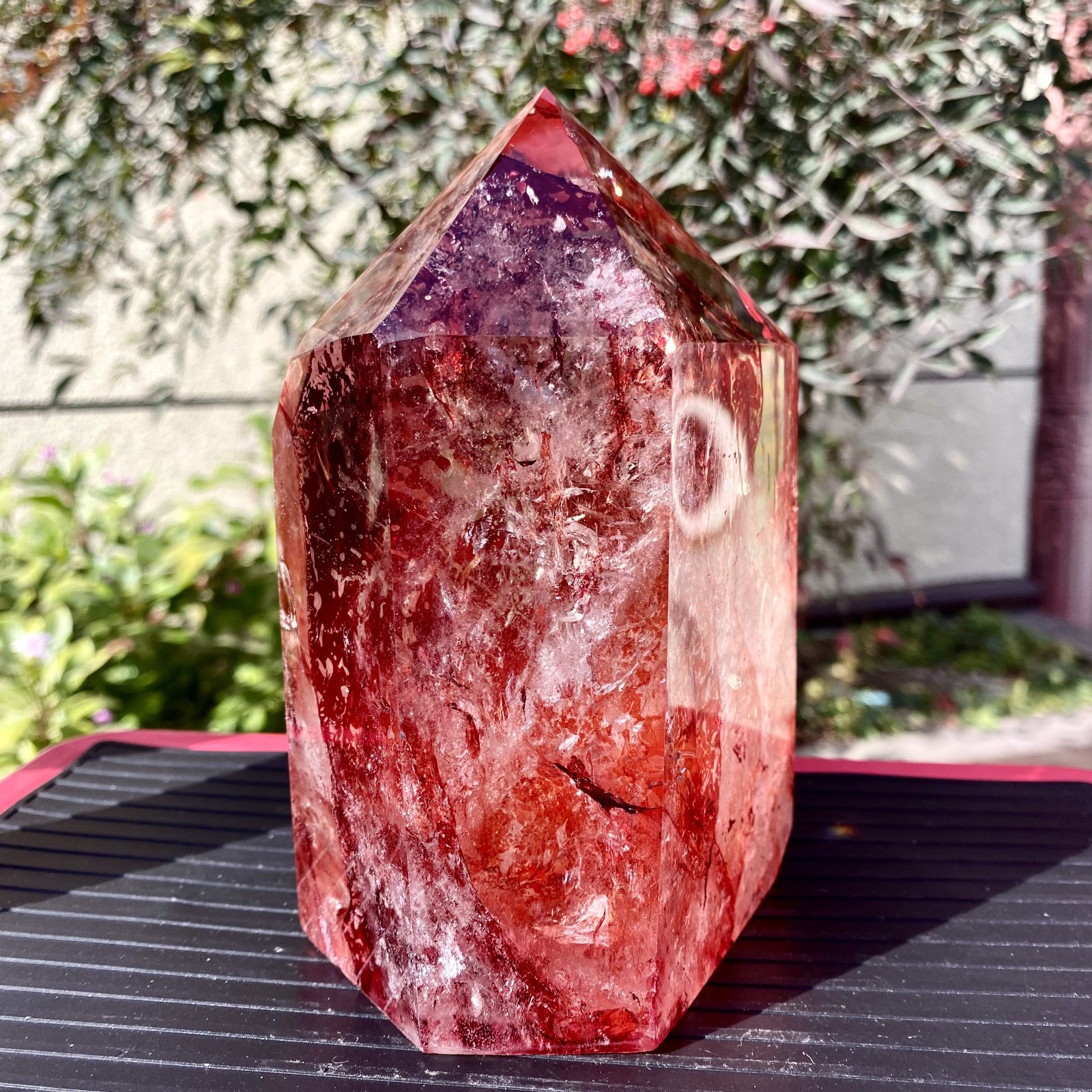 3.92LB Natural Crystal Red Ghost Quartz Mine Crystal Tower Decoration-