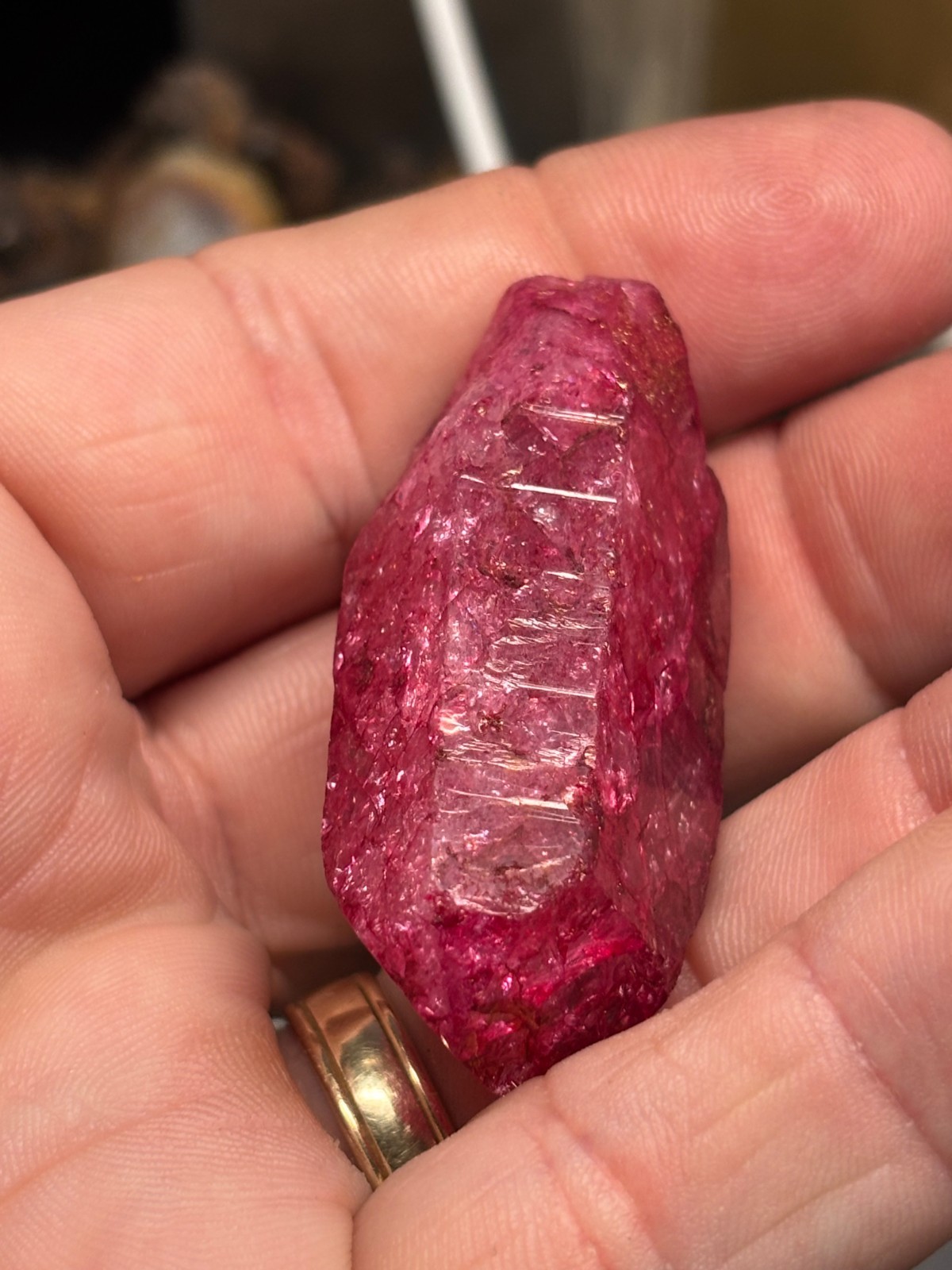 Dyed fractured Quartz crystal RUBY CORUNDUM ?? Wicca Pagan Mystic OCCULT
