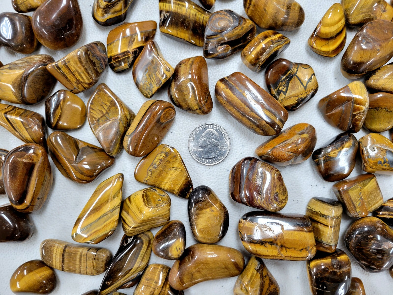 Tumbled Golden Tigers Eye Crystals Bulk 1″ to 2″ Large Polished Healing Stones