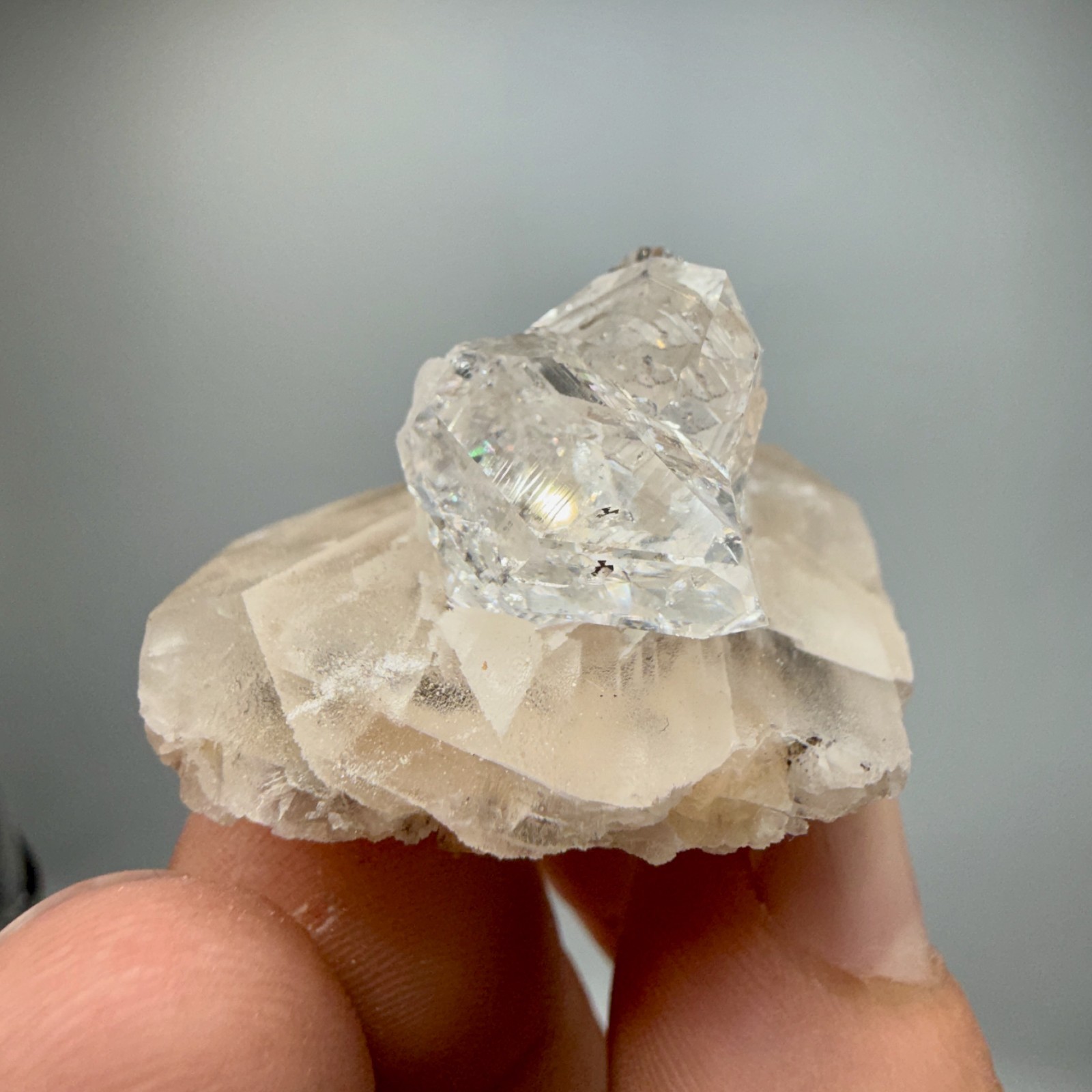 Herkimer Diamond Gem Cluster Perched on Calcite Crystals, Unique + 100% Natural!