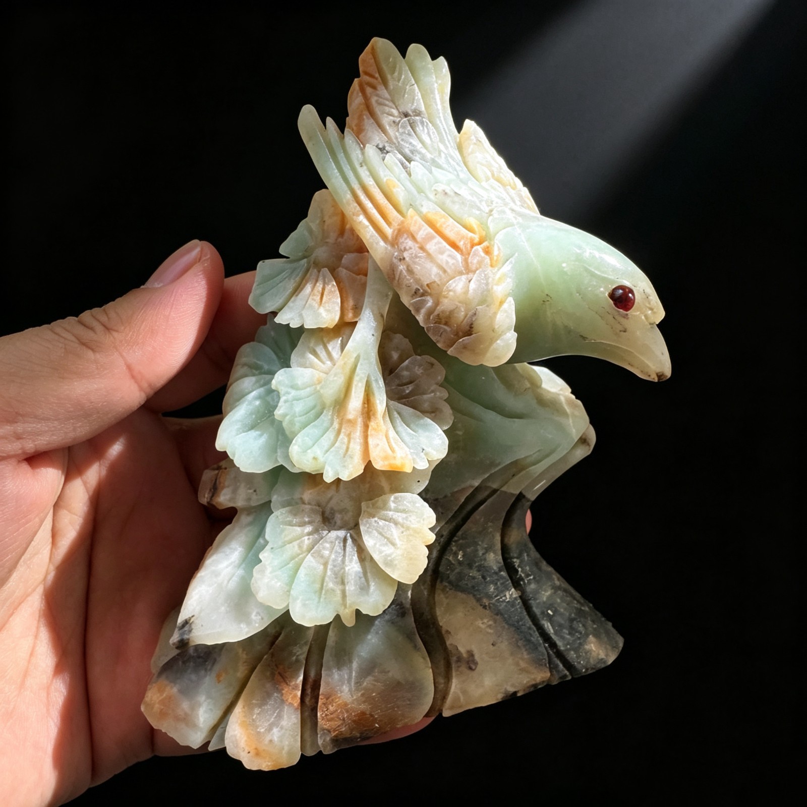 Hand Carved Amazonite Bird – Natural Crystal Animal Figurine Sculpture Decor 4.1