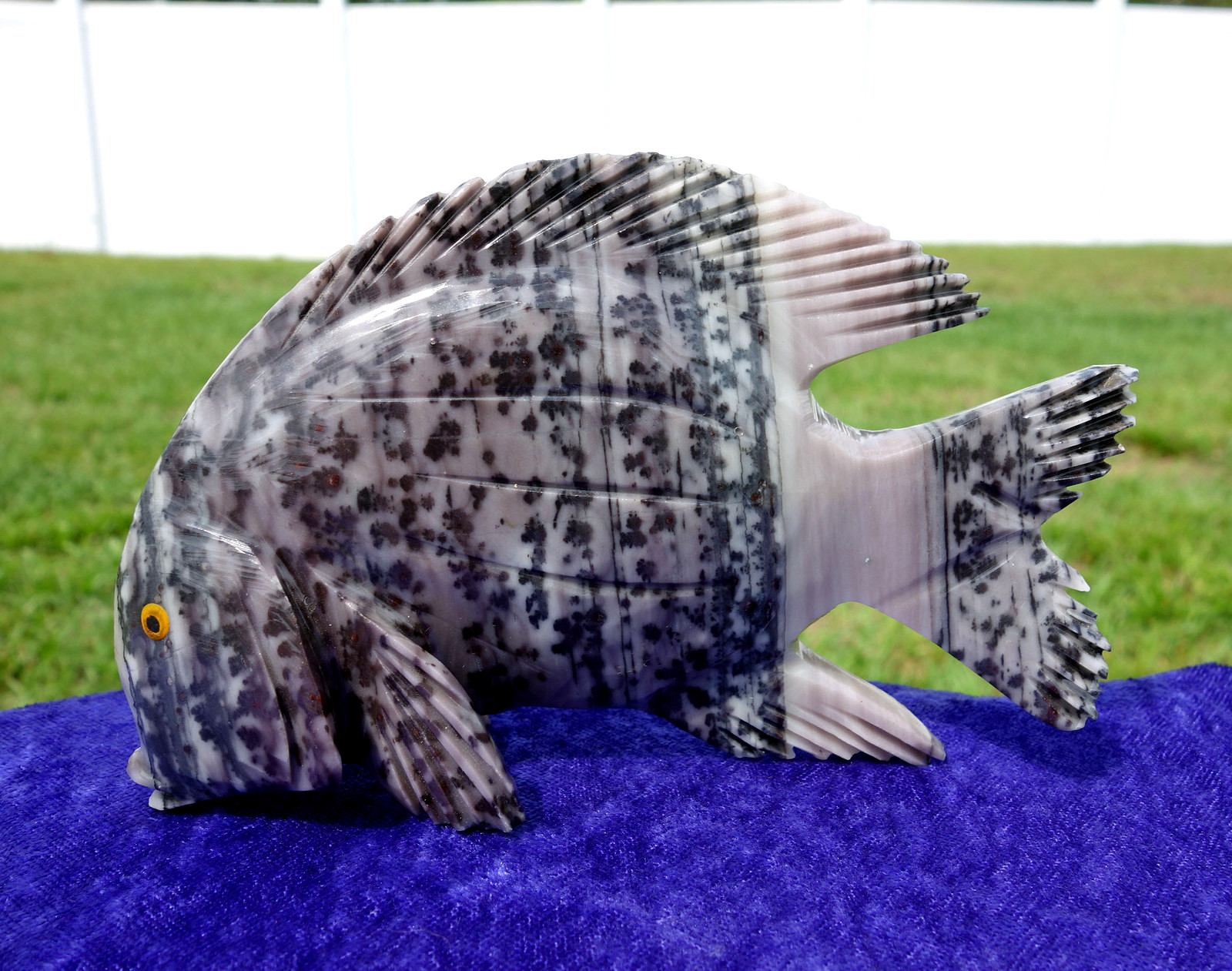Jasper & Dolomite Calcite Crystal FISH Carving TOTEM FETISH For the Fish Lover