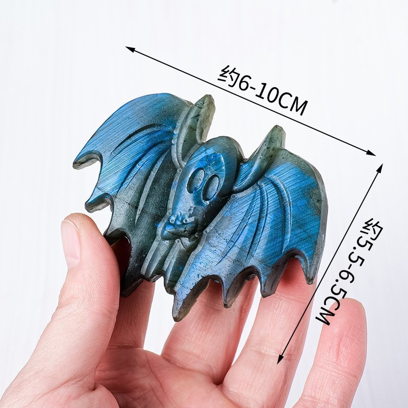 Natural Crystal Blue Light Moonstone Nine Tailed Fox Rose Ornament