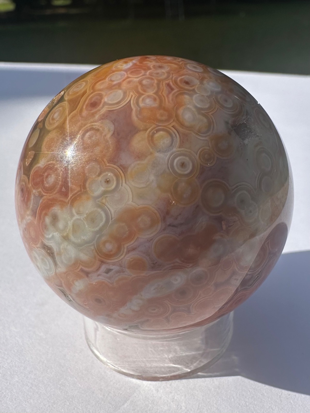143g sparkling druzy 8th vein orbicular ocean jasper sphere polished crystalball