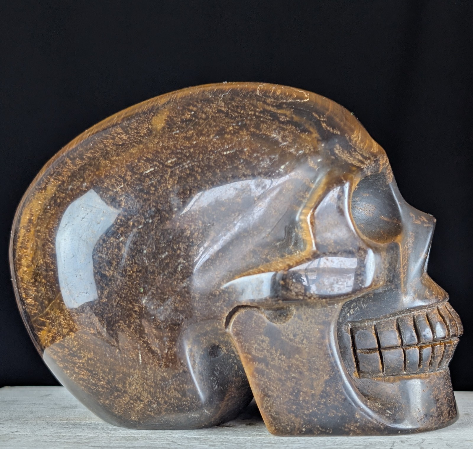 Tiger Eye Skull Crystal Gemstone Large Chakra Reiki Carving Mineral