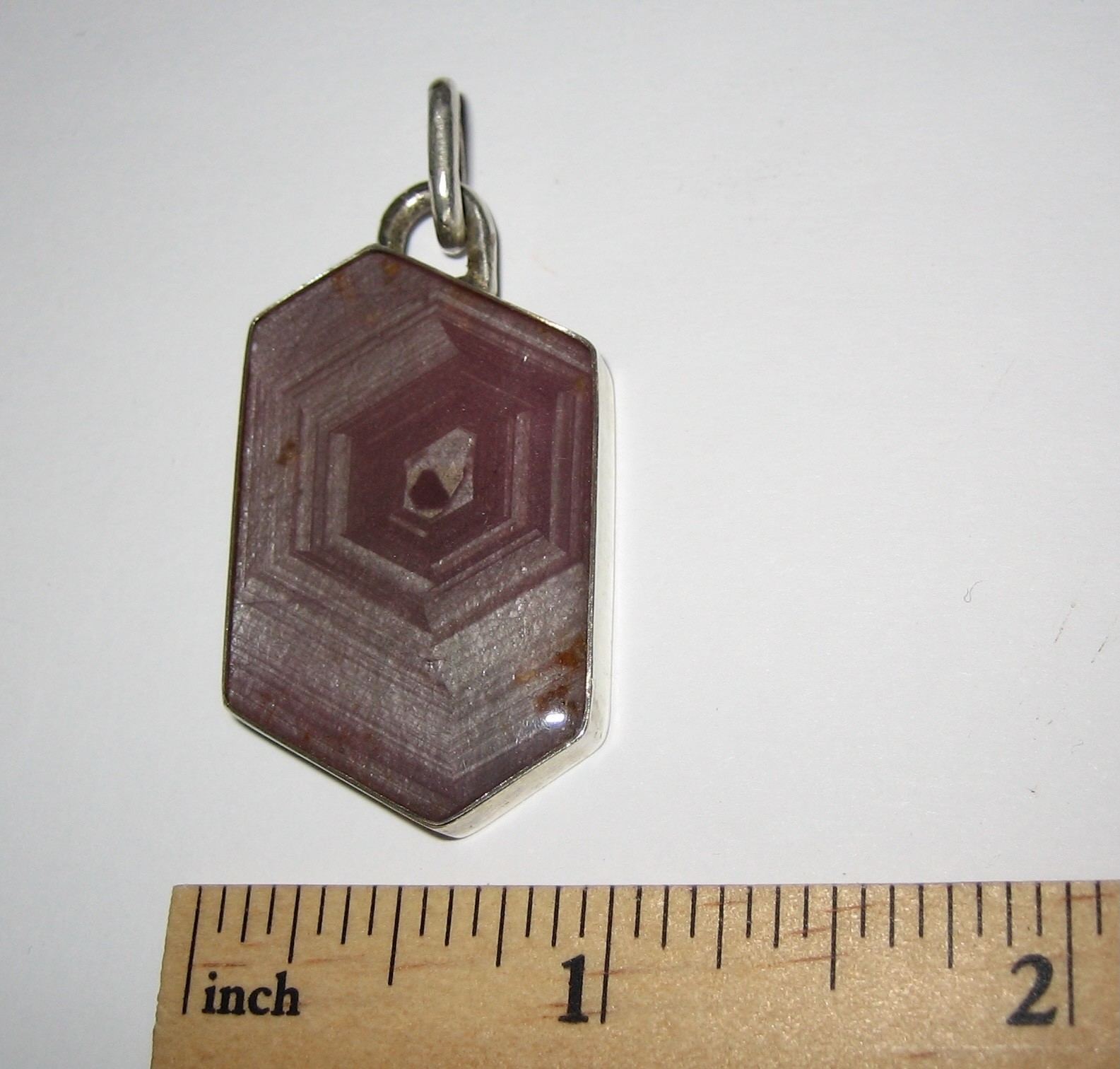 36mm x 22mm RUBY CRYSTAL STONE MINERAL SILVER PENDANT TANZANIA W/ RESIN COATING