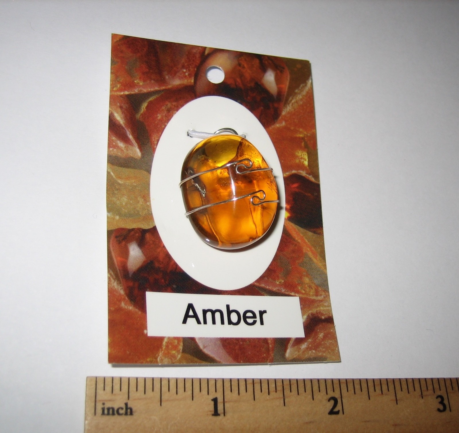 1″ TUMBLED POLISHED AMBER FOSSIL TREE SAP STERLING SILVER WIRE WRAP PENDANT *2