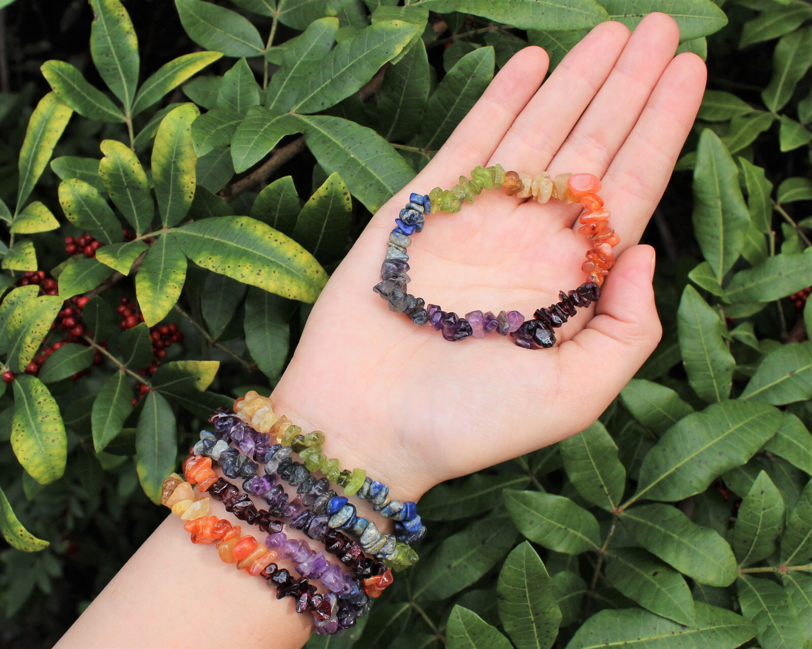 7 Chakra Crystal Box – Chakra Chip Bracleet, Lava Bracelet, Tumble & Rough Kits