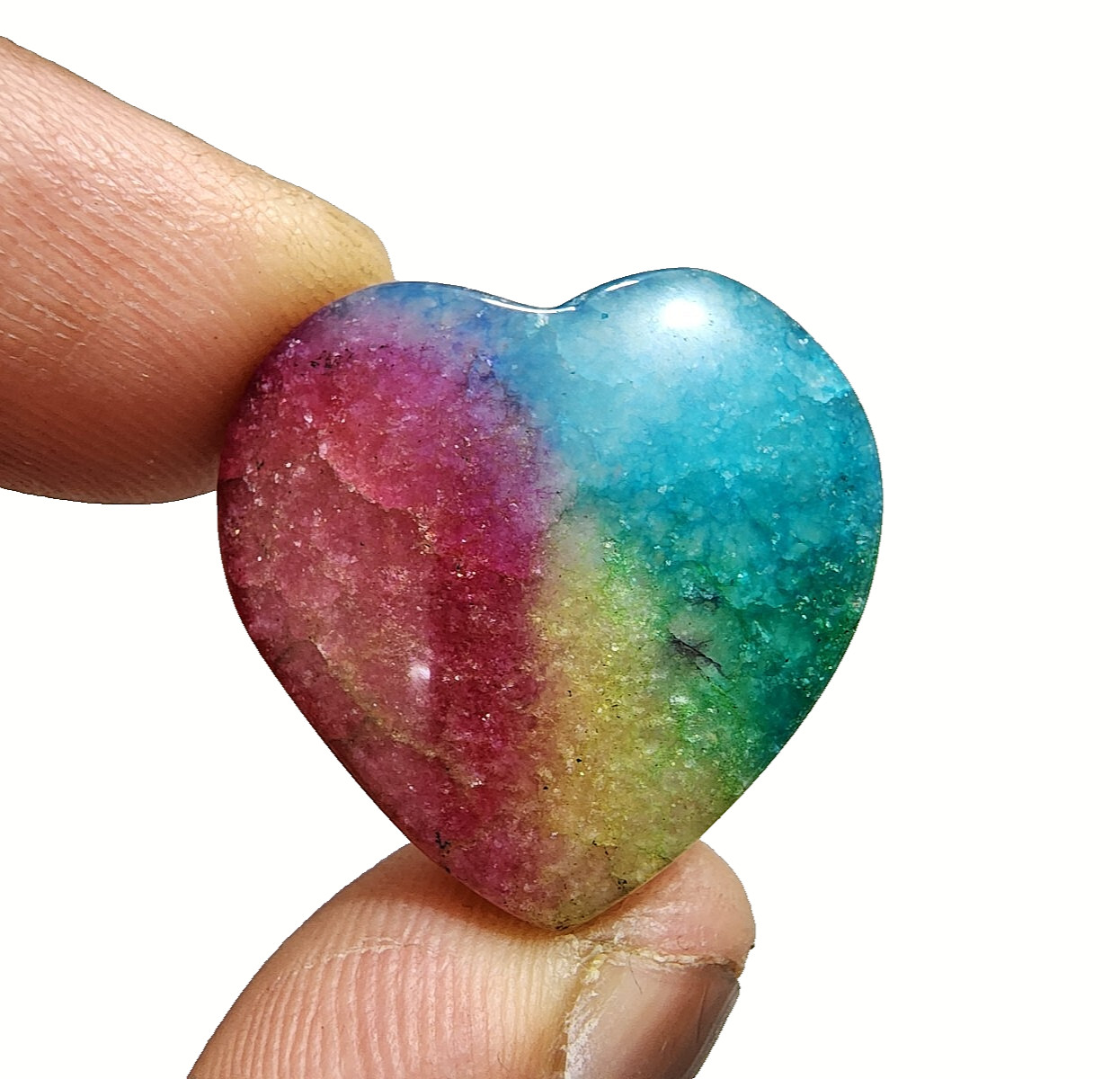 Lovely Piece Rainbow Solar Quartz Heart Shape Gemstone Cabochon Jewelry 41 Crt