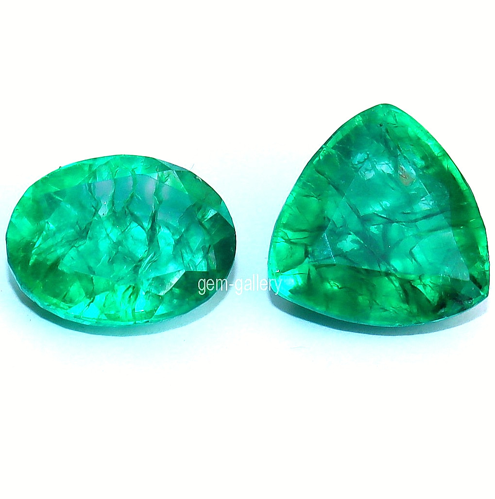 Natural Emerald Trillion&Oval Shape 19.10 Ct 2 Pieces Certified Loose Gemstones