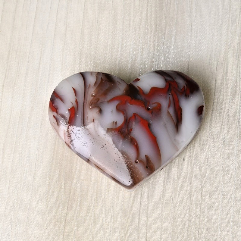 3pc 50G Polished Red Vein Agate Polished Handmade Heart Home Office Decor Gift