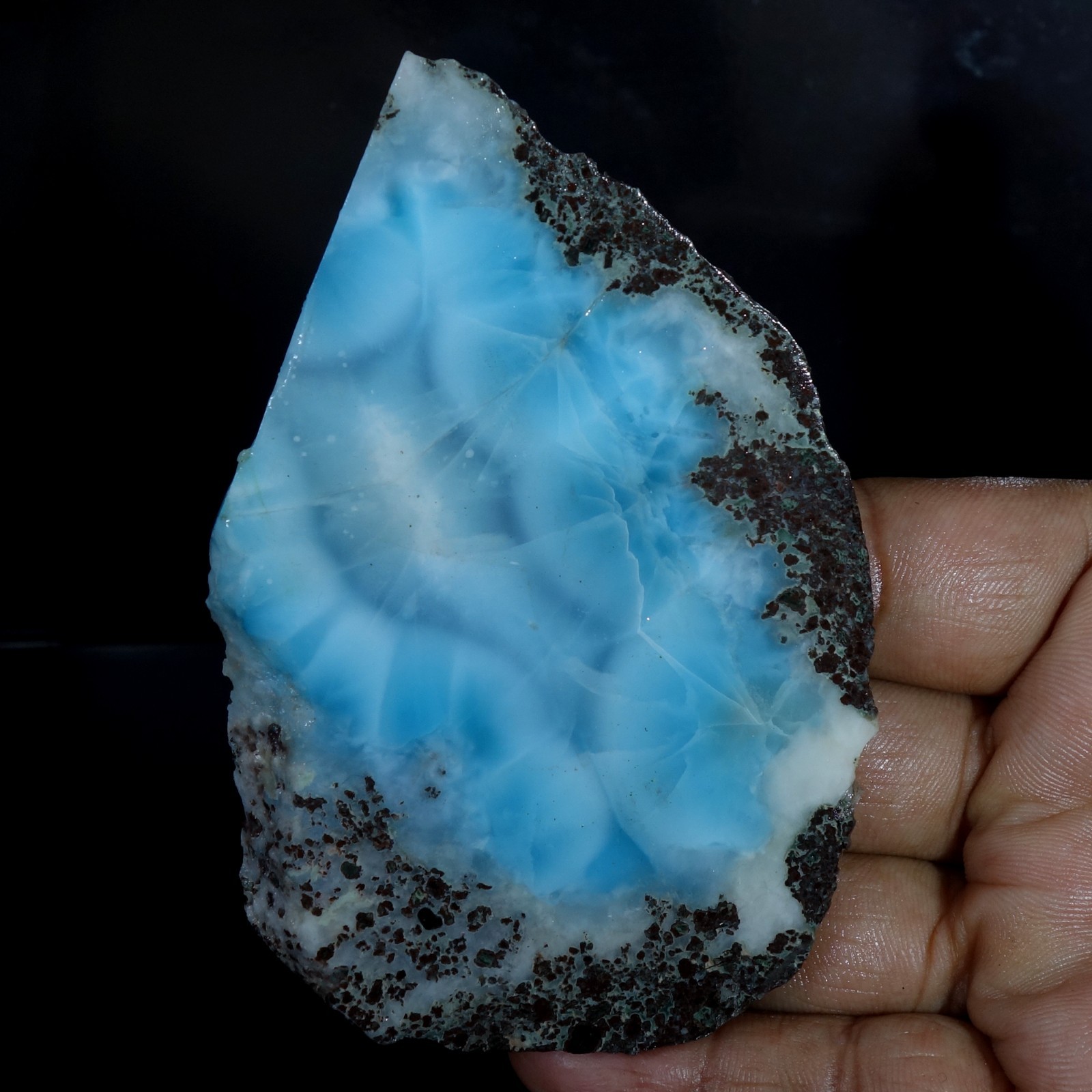 Sky Blue Larimar Slab Rough Dominican Blue Pectolite Cab Cutting Stone 376.10 Ct