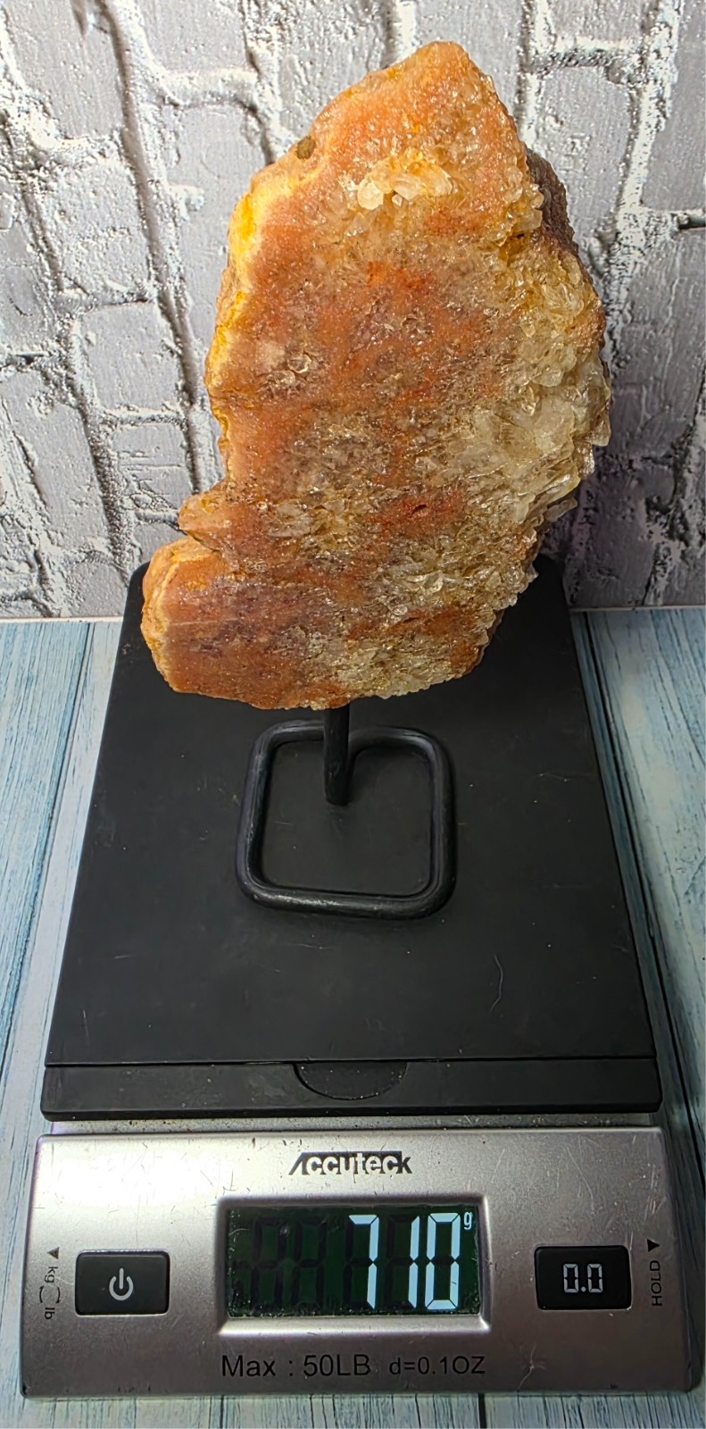 Pink Amethyst Freeform with Druzy on Custom Stand – Argentina – 710g