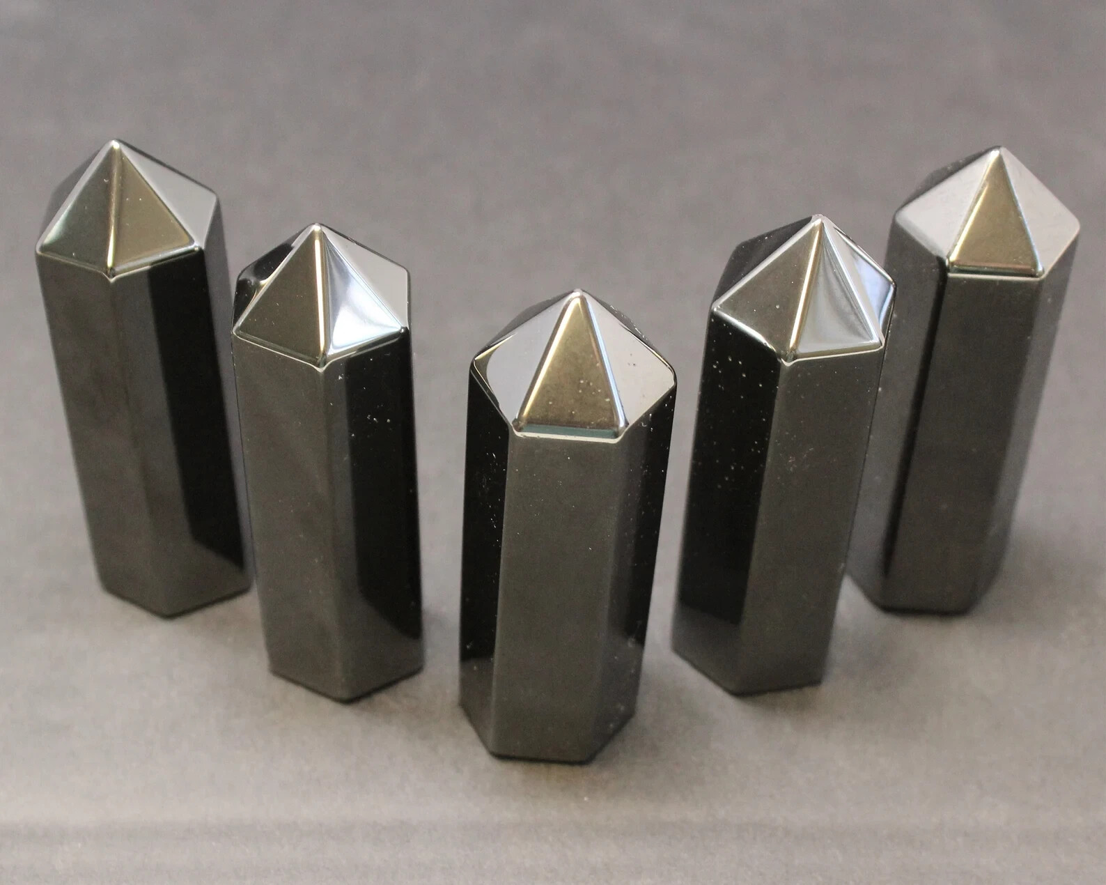 Natural Hematite Tower Tip Healing Protection Obelisk Crystal Specimen Decor