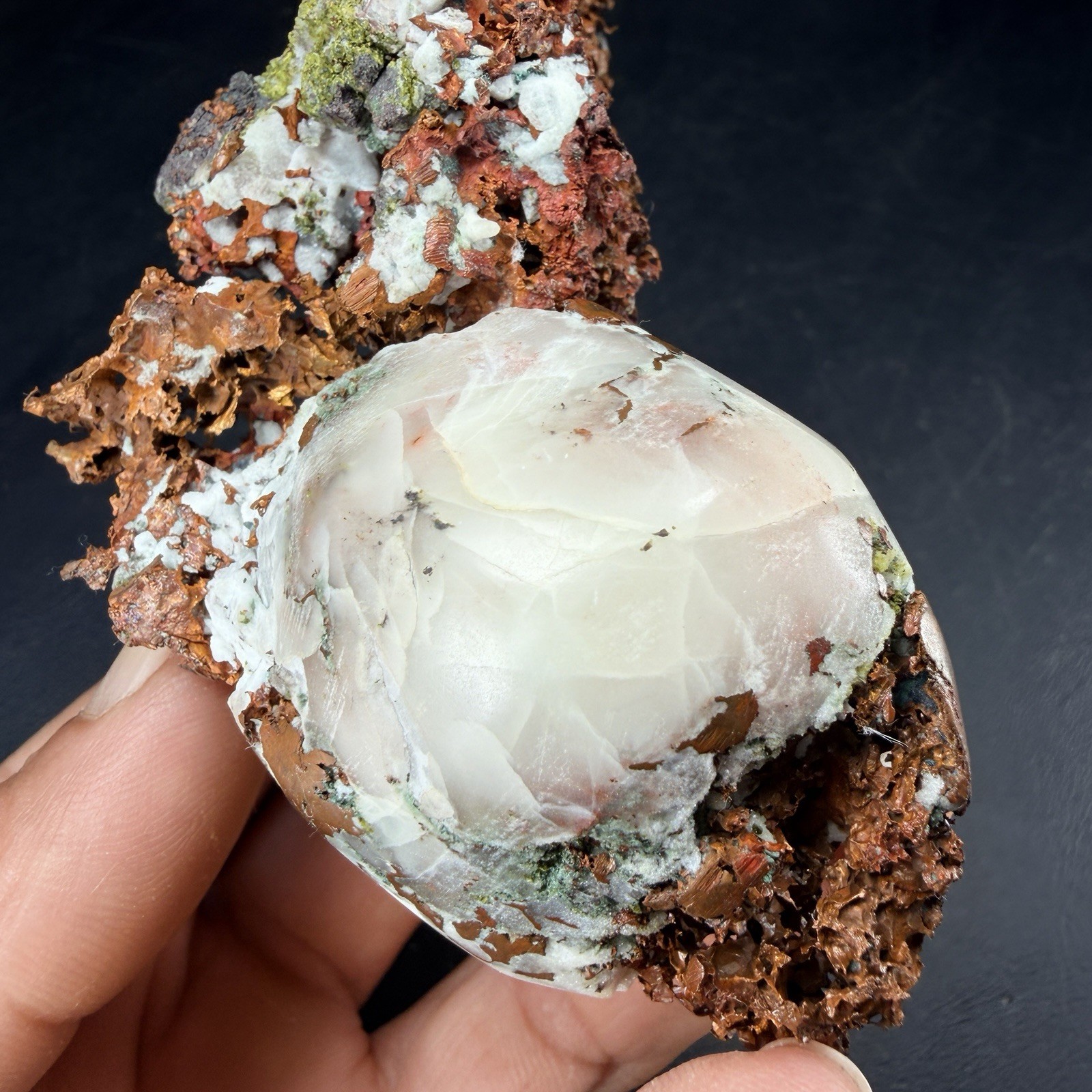 Datolite on Copper with Epidote from Caledonia Mine, Michigan *VIDEO*