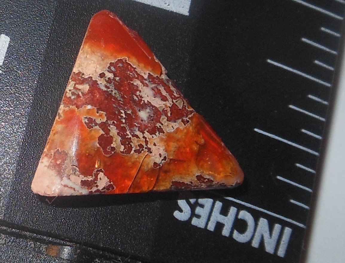 5.50ct Mexican Fire Opal Triangle w/Host Rock Polished 16 x 15 x 5mm