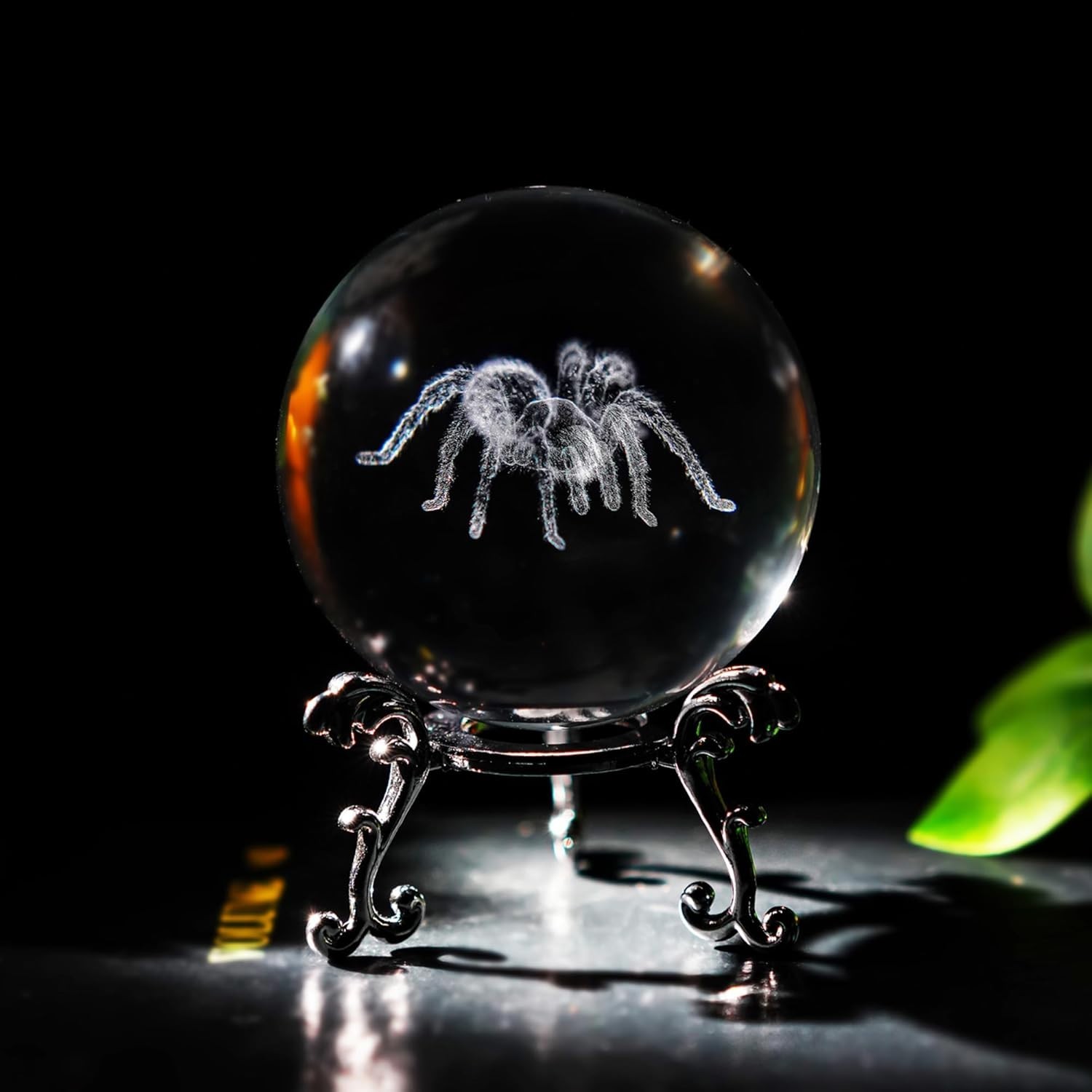 Charming 60mm Laser Engraved Spider Crystal Ball – Sophisticated Halloween Decor