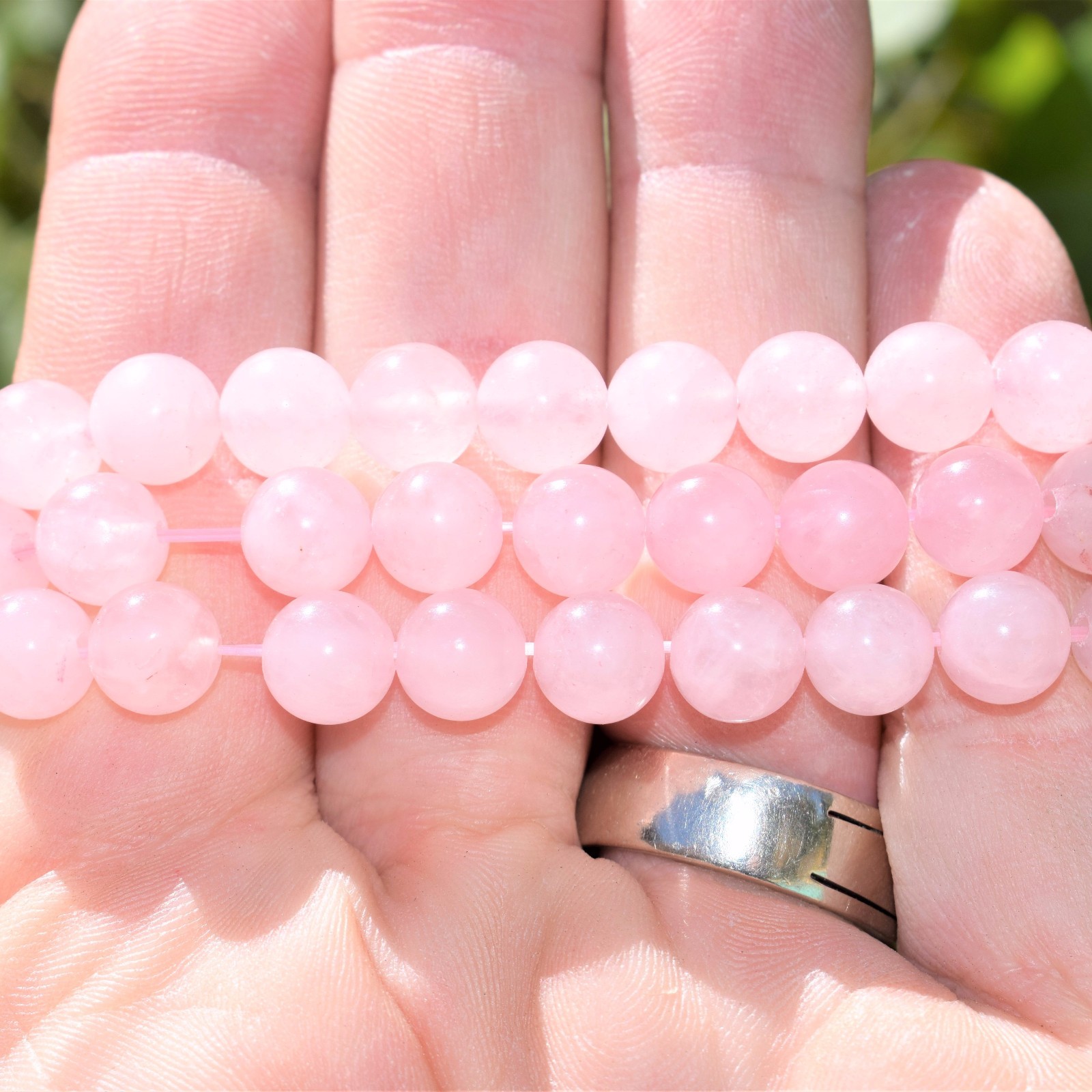 [1] Premium CHARGED Rose Quartz Crystal 8mm Stretchy Bracelet + Selenite Heart