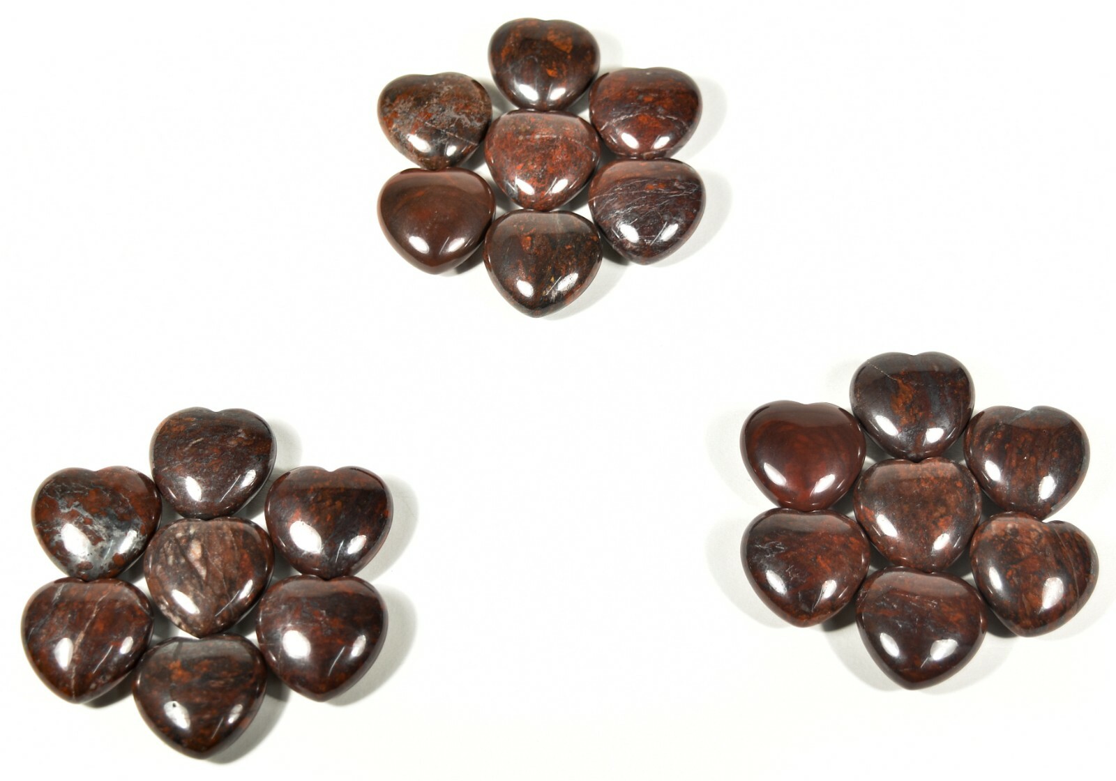 Pair 30mm Brecciated Deep Red Jasper w/ Quartz & Hematite Hearts – China (2PCs)