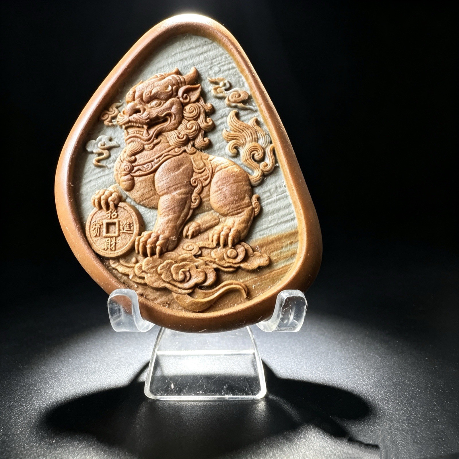 Natural Songhua Stone Qilin Carving – Carved Crystal Mythical Animal Figurine