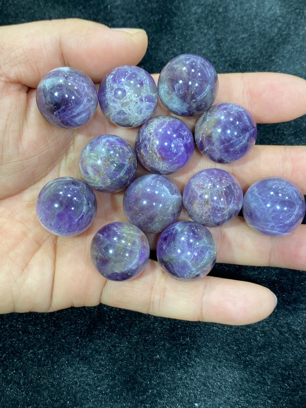 5pc Natural Dreamy Amethyst Sphere Quartz Crystal Carved 20mm ball reiki healing