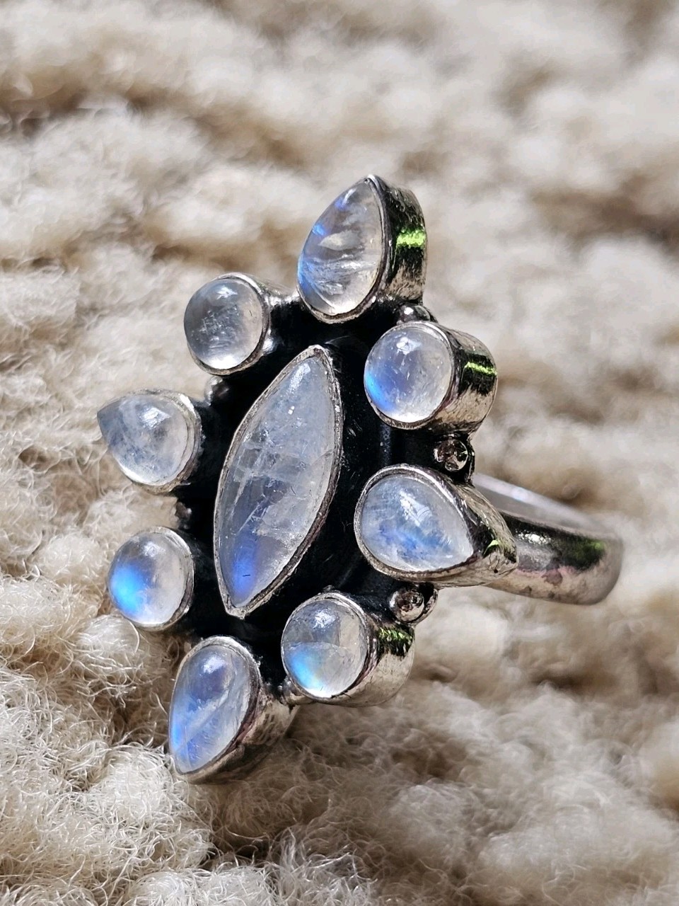 Sterling Silver Moonstone Ring, Size 5, Crystals & Stones, Mineral Specimen