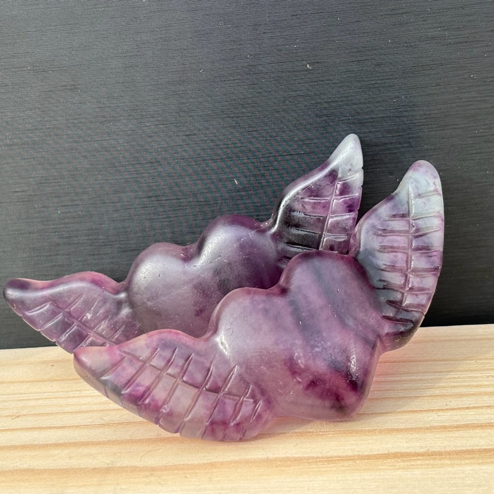Natural Fluorite Quartz Love Wings Skull Carved Crystal Skull Reiki Healing