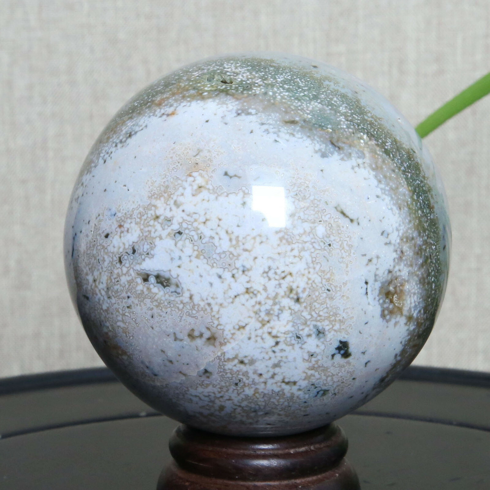 B3594-73mm-542g Amazing natural Ocean Jasper Orbicular Sphere Reiki Crystal Ball
