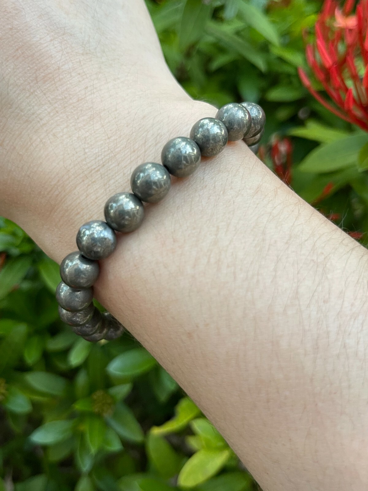 Grade A++ Pyrite Crystal Bead Bracelet 8mm, Genuine Pyrite Gemstone Bracelet