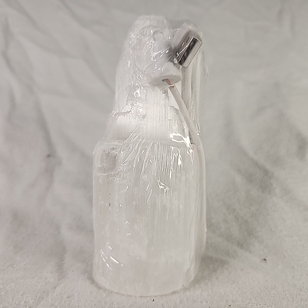 Selenite Lamp Crystal Gemstone Tower Point Lamp W/ USB LED Light Healing 5″ NEW