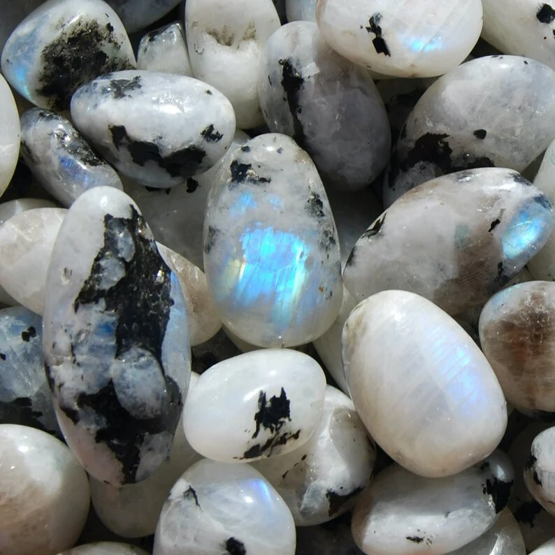 1 Pcs White Rainbow Moonstone Tumbled Pocket Stone Gemstone, Buy 2 get 5 free