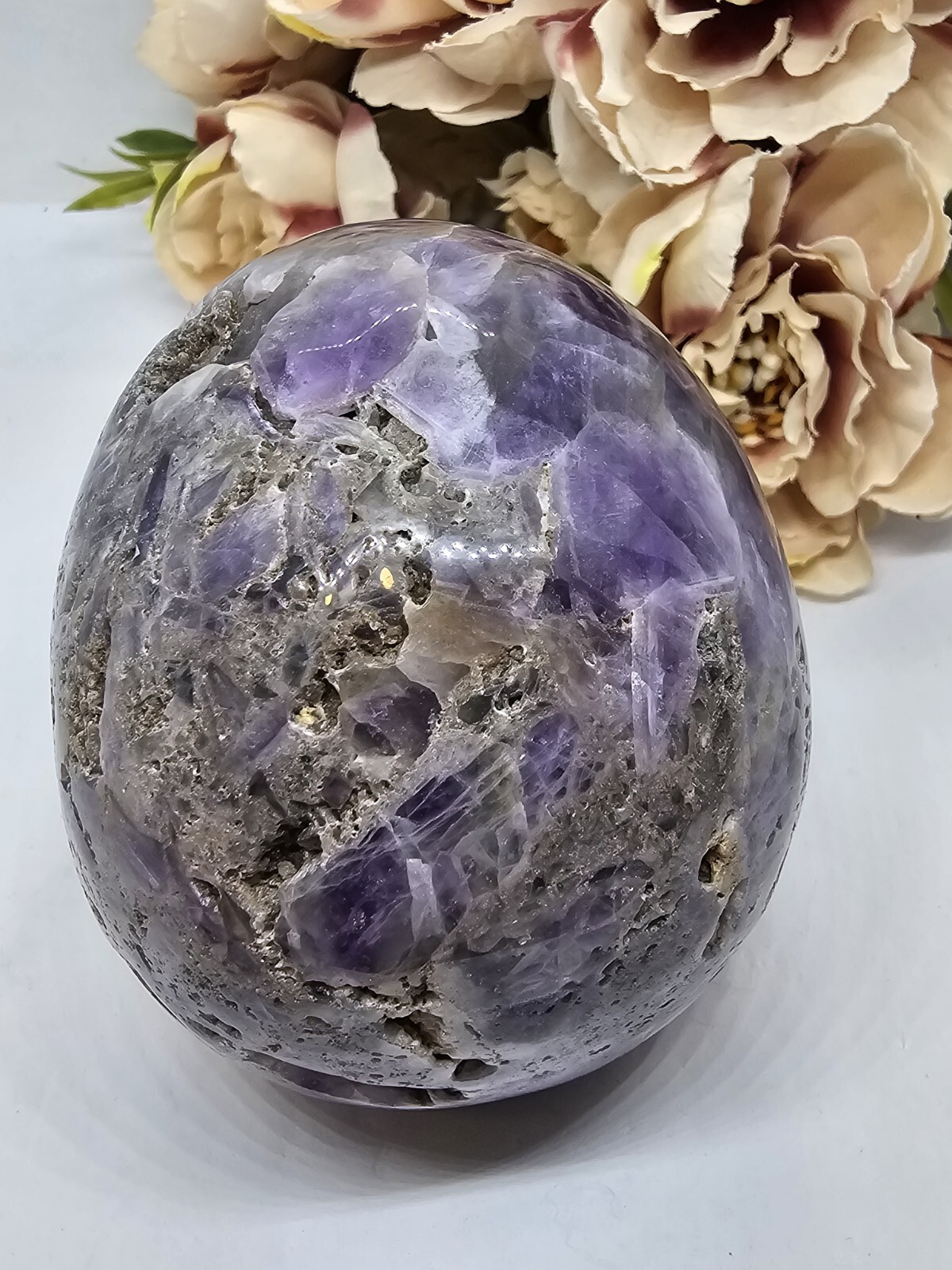 Large Chevron Dream Amethyst Skull carving crystal purple 734g 9x7x6cm