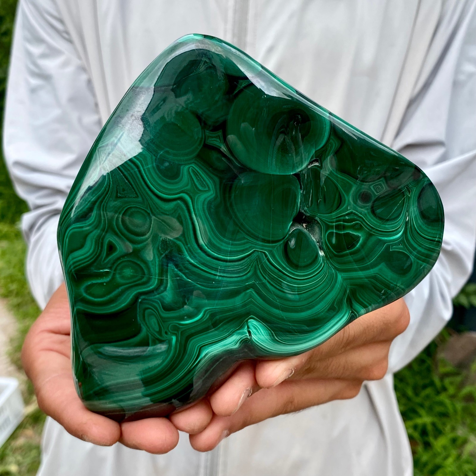 2.53LB Natural Glossy Malachite Cat Eye Transparent Cluster Rough Mineral Sample