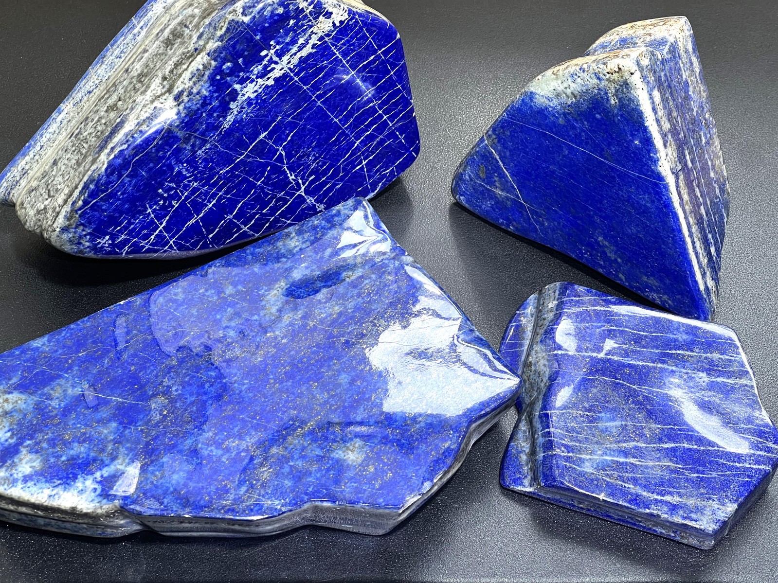 Large Blue Lapis Lazuli Freeform Polished Slab Boulders Gemstone Decor
