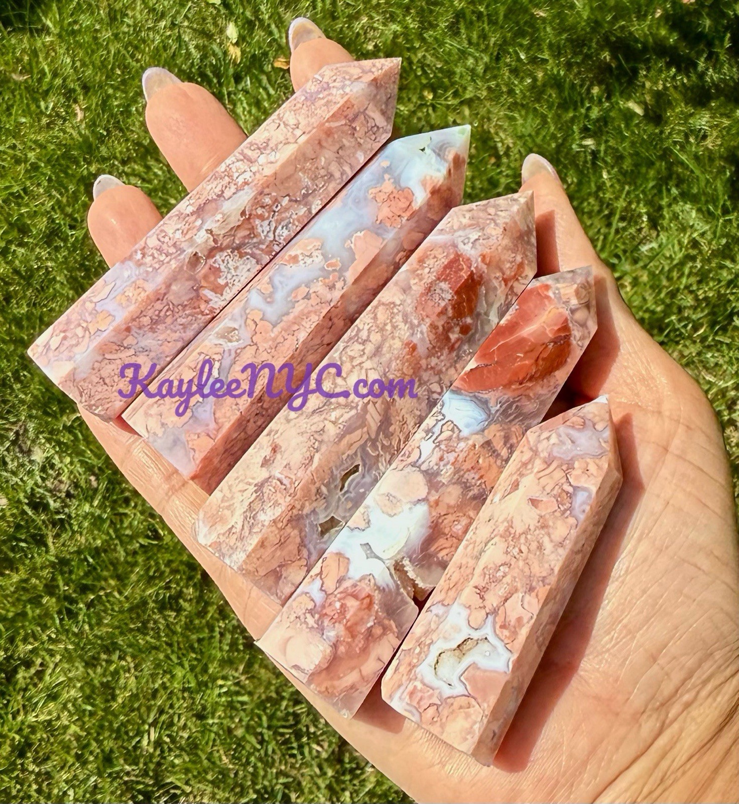 Wholesale Lot 1 Lb Natural Pink Agate Obelisk Tower Point Crystal Natural