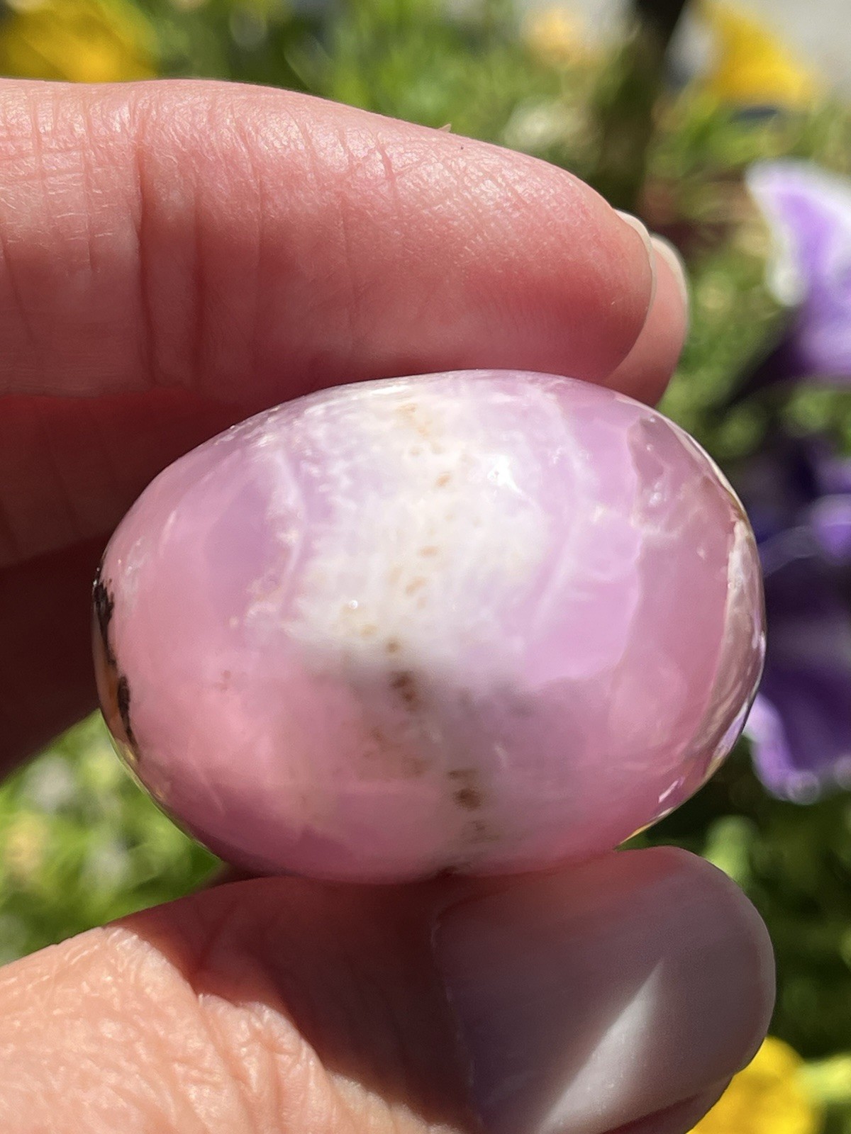 “Gemmy” Pink Aragonite Palmstone