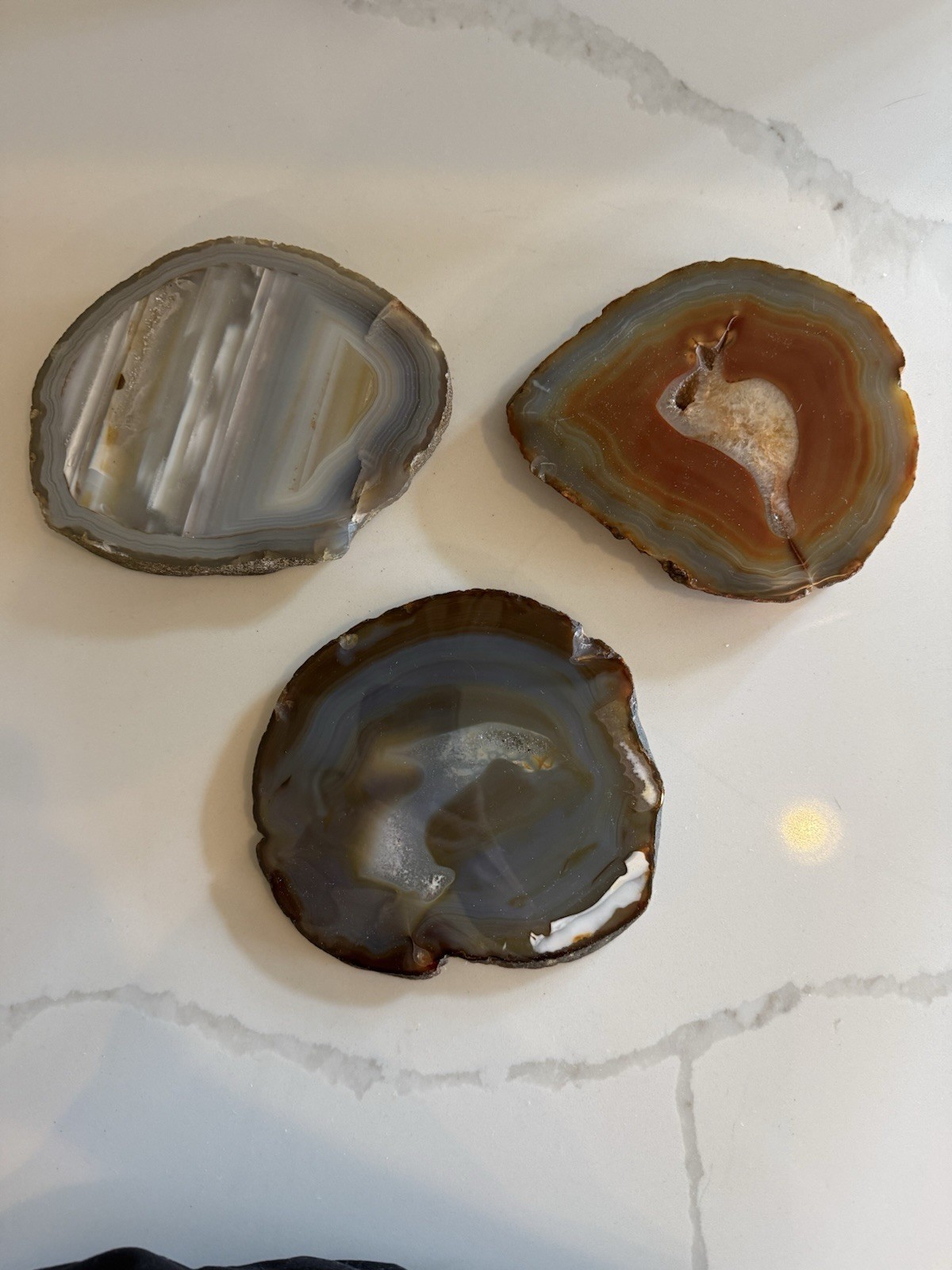 set of 3 agate slices 6” in length