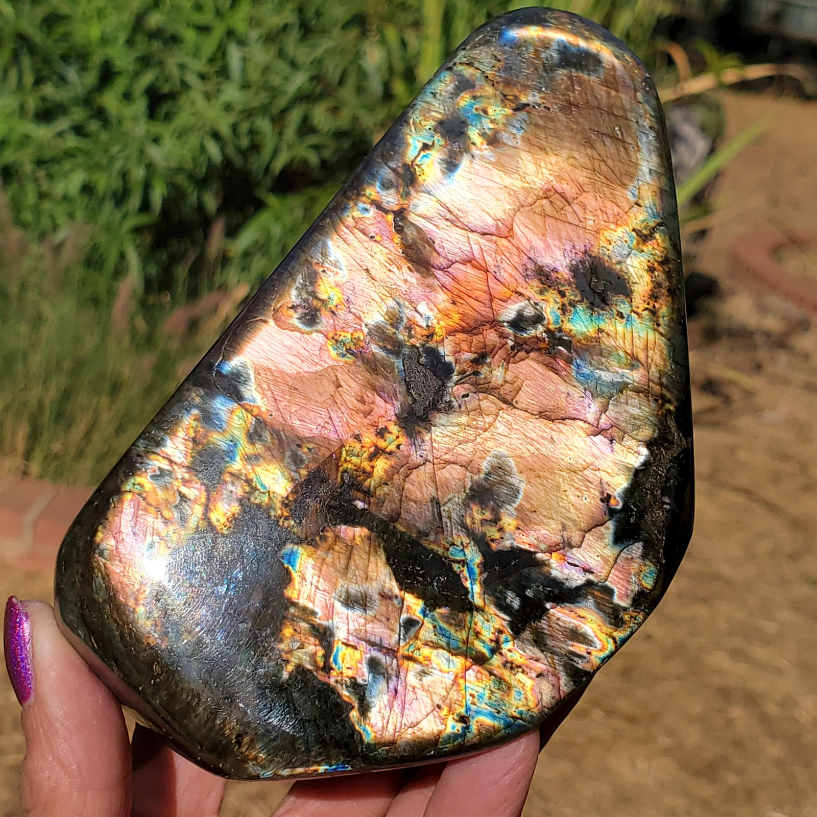 Labradorite Spectrolite “Stained Glass” Crystal Slab Freeform 700 grams