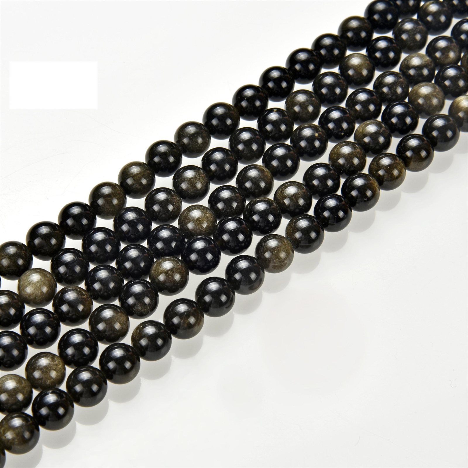 Gold Sheen Obsidian Smooth Round Beads 4mm 6mm 8mm 10mm 12mm 15.5″ Strand