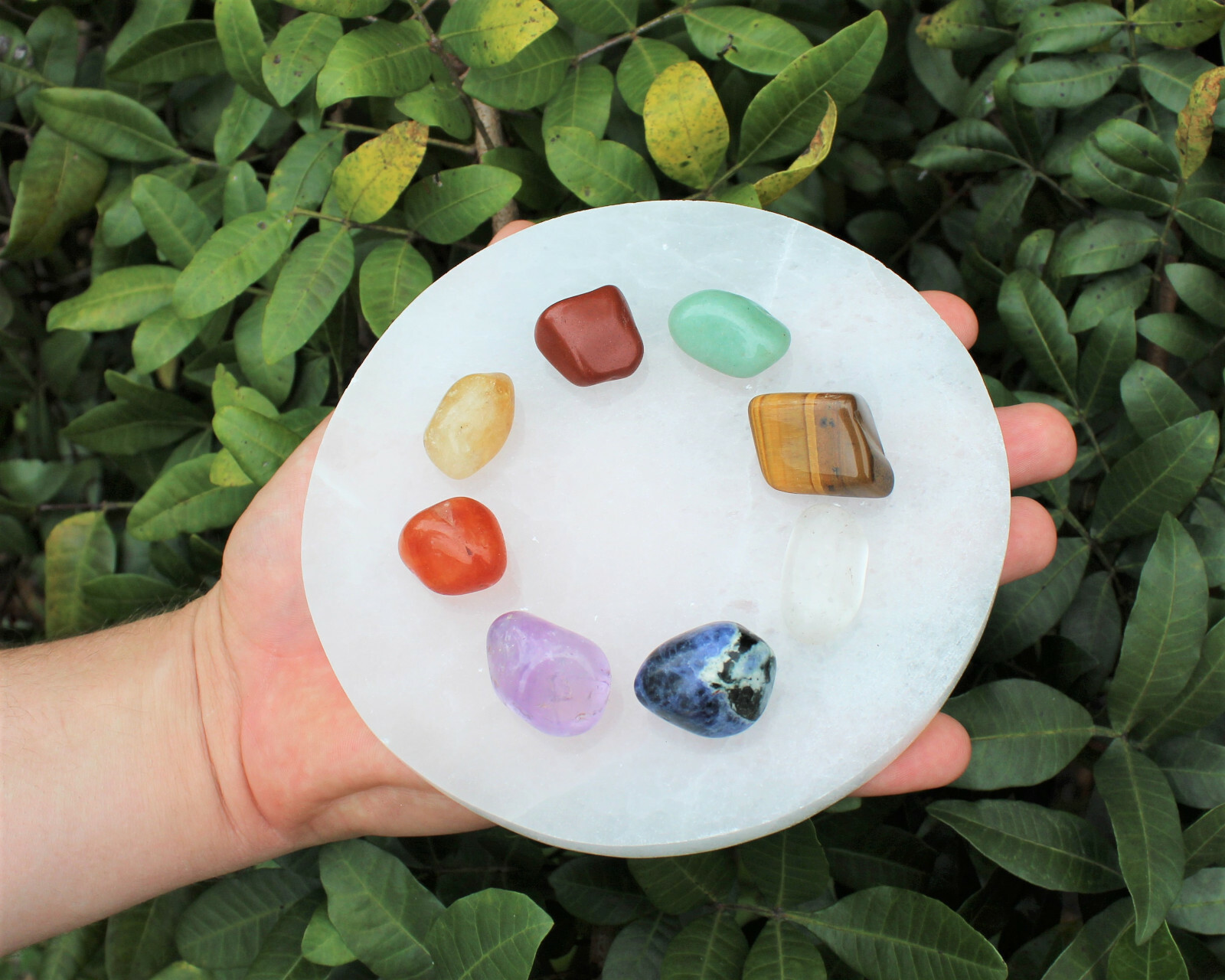 Selenite Charging Station: 6″ Flat Circle / Round Polished Crystal Plate LARGE