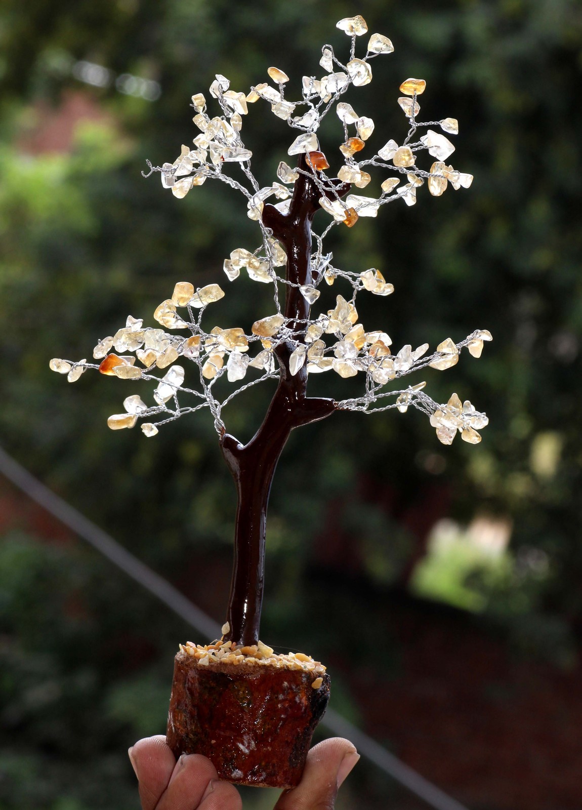 Lemon Crystals 150+ Gemstones SIlver Branches Tree Decor 8-9.5″ MJ