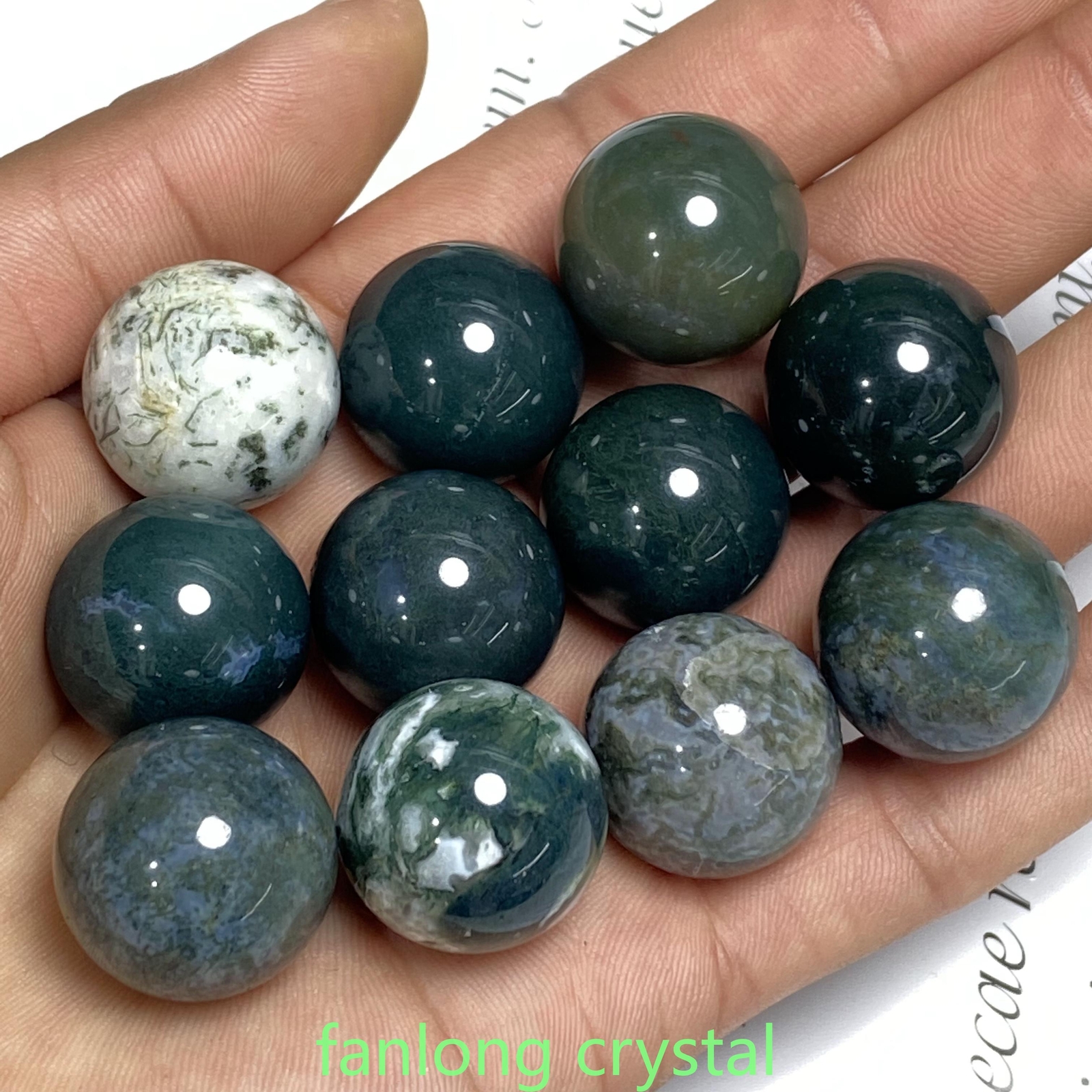 20pc Natural Aquatic agate Ball Sphere Quartz Crystal Mineral Gem Healing 20mm