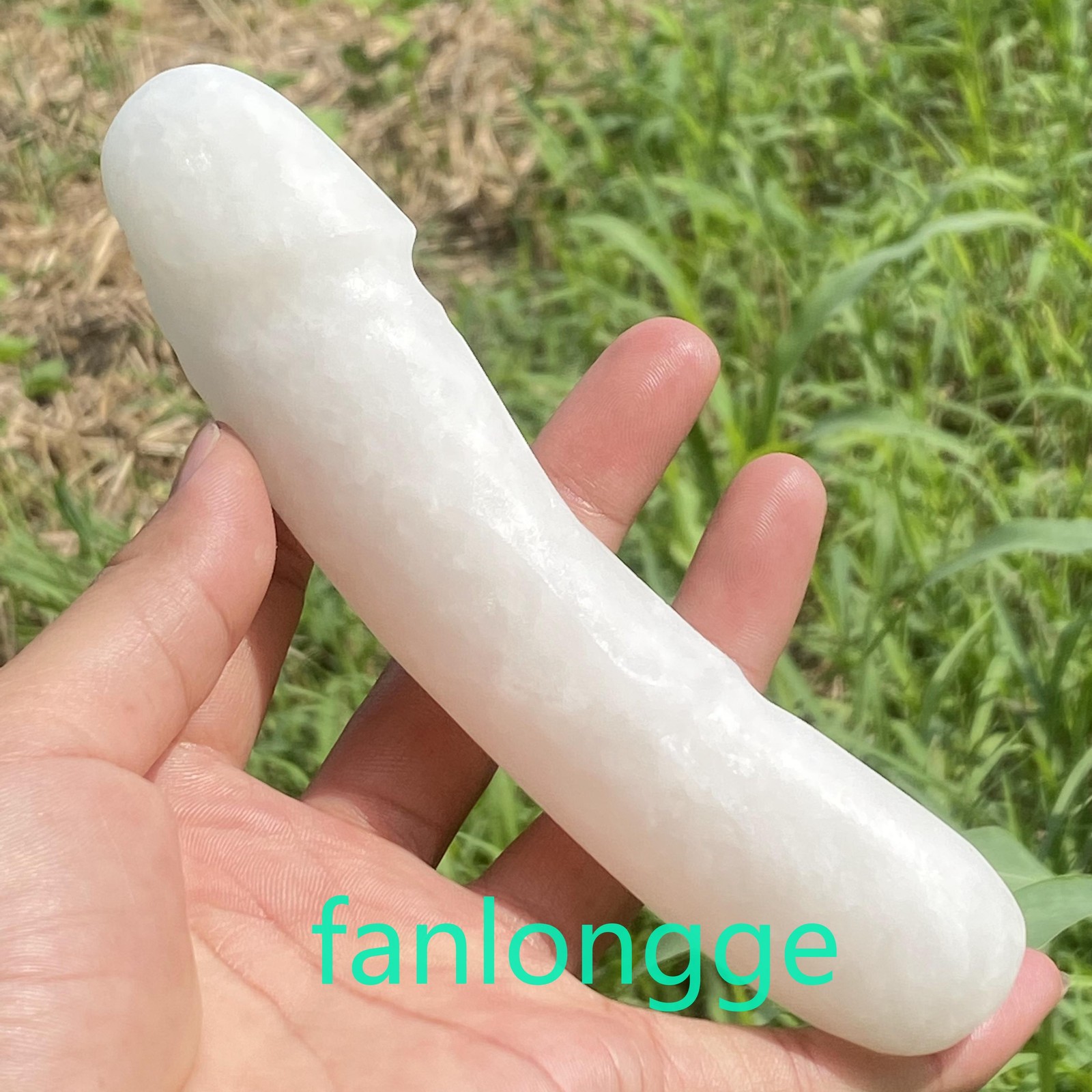 6in Natural White jade Male Penis Quartz Crystal Skull Massager scrub Gem 1PC