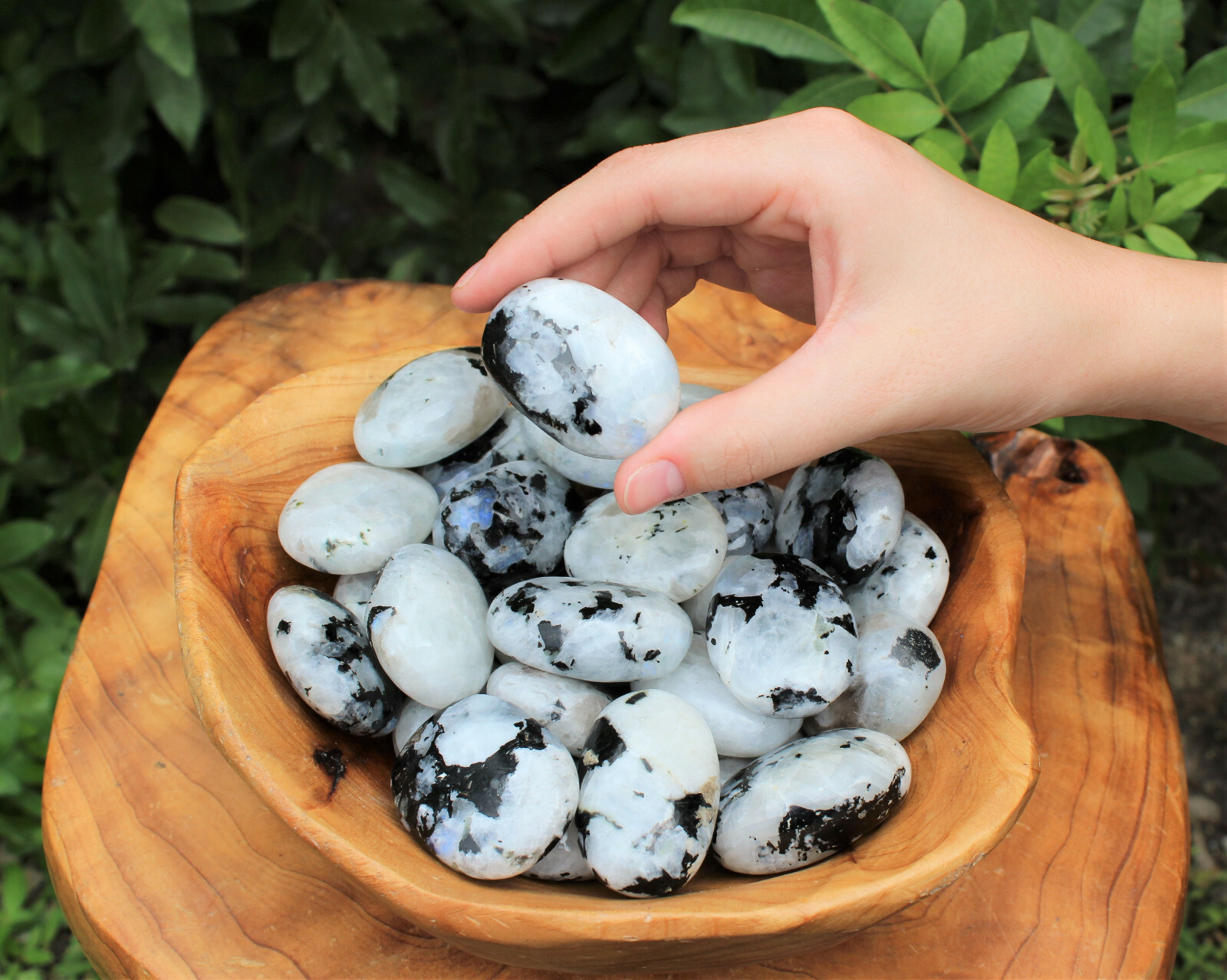 Rainbow Moonstone Palm Stone: Rainbow Moonstone Pebbles, Hand Polished