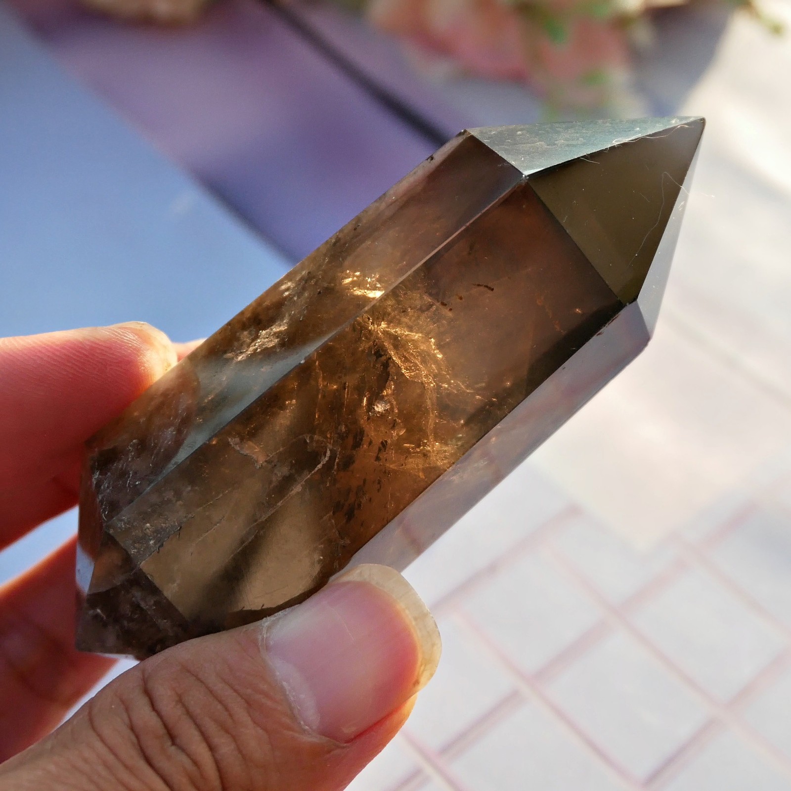 3.8″ Smoky Quartz Double Point Crystal Wand Healing Grounding Reiki Energy Gift