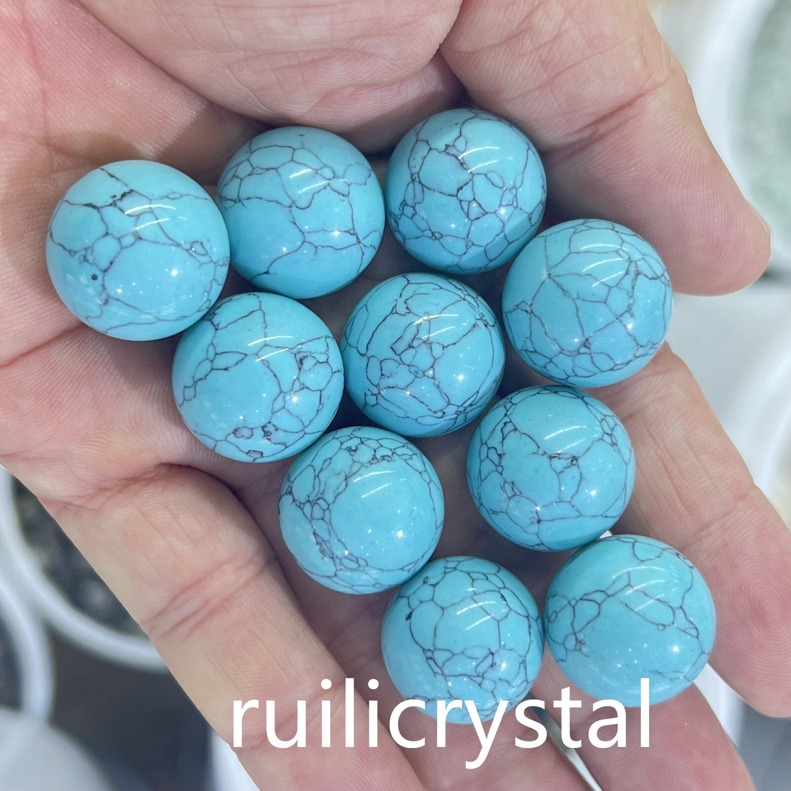 Wholesale Lot 7 pcs turquoise Sphere Crystal Ball Energy Healing20mm