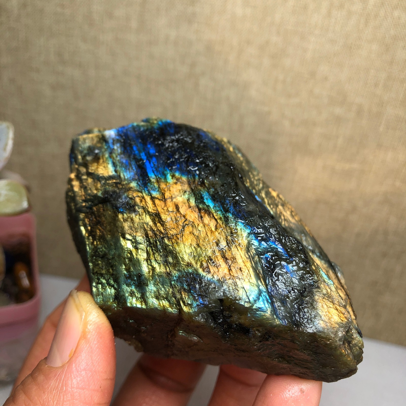 65mm Natural Labradorite Crystal gemstone rough original Specimen 205g A2631