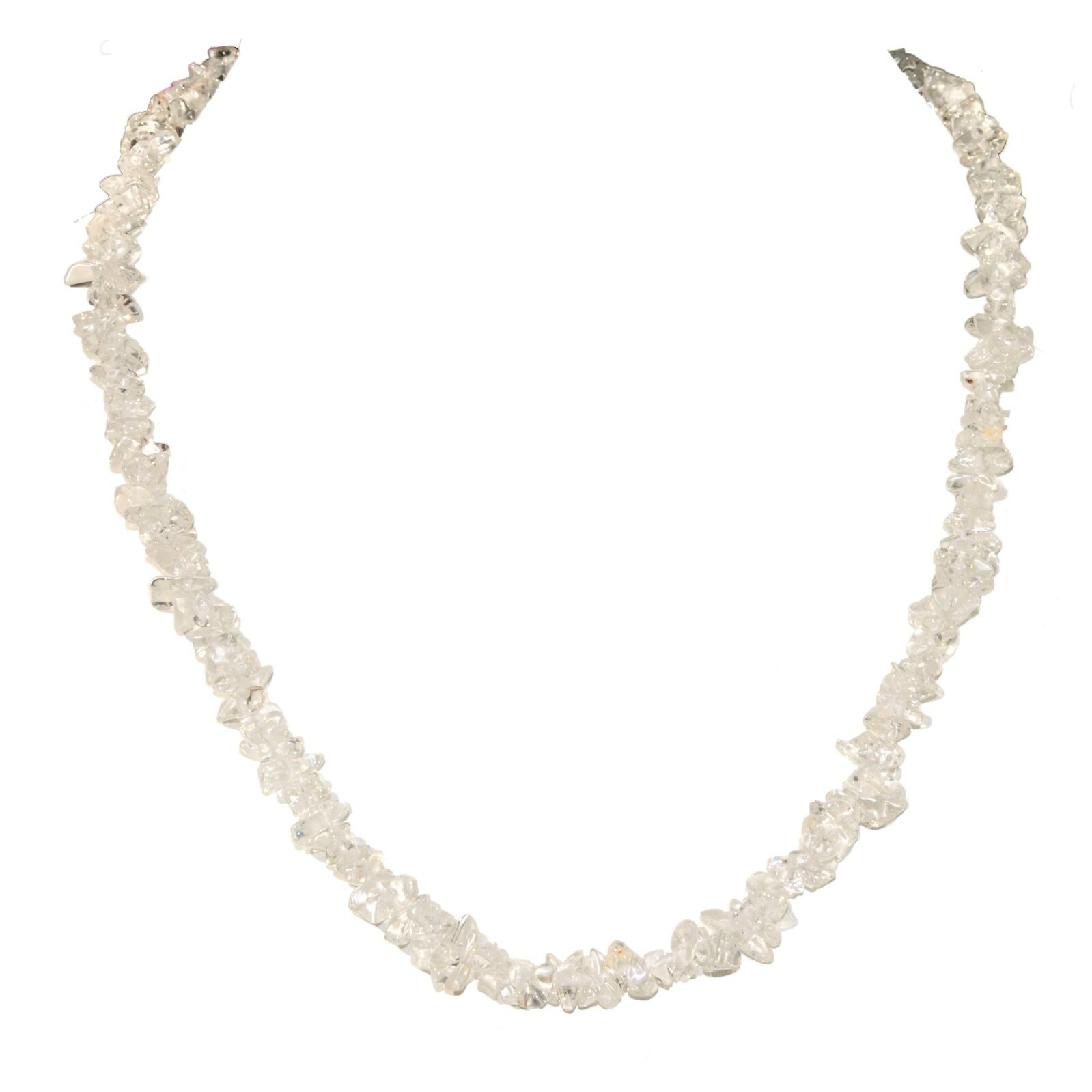 CHARGED Amplifier Clear Quartz Crystal Chip 18″ Necklace + Baby Selenite Heart